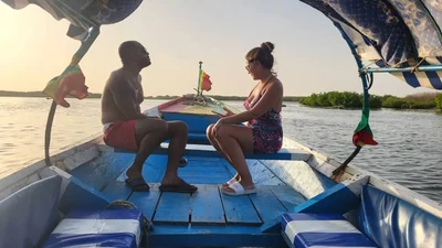 Pirogue at sunset